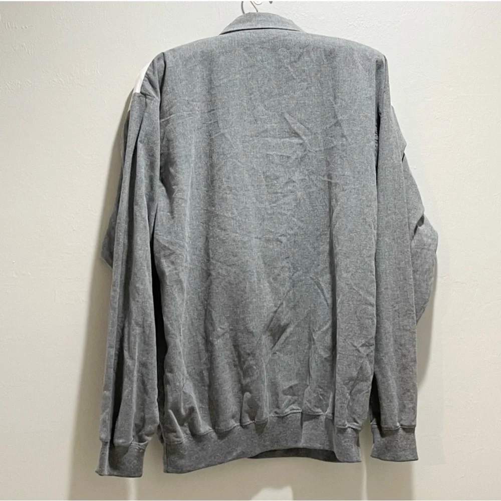 KING SIZE BRAND Men’s Big & Tall LS Gray White 1/2 Zip Pullover Shirt Jacket XLT